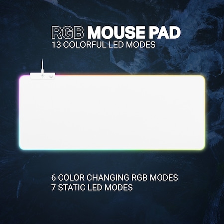 Deltaco Gaming RGB Mousepad, 6xRGB Modes, 7xStatic Modes - White GAM079W